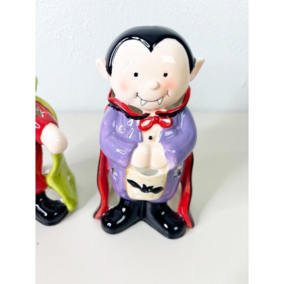 VTG Dennis East 7.5" Devil And Vampire Porcelain Halloween Votive Holder EUC - Picture 3 of 8